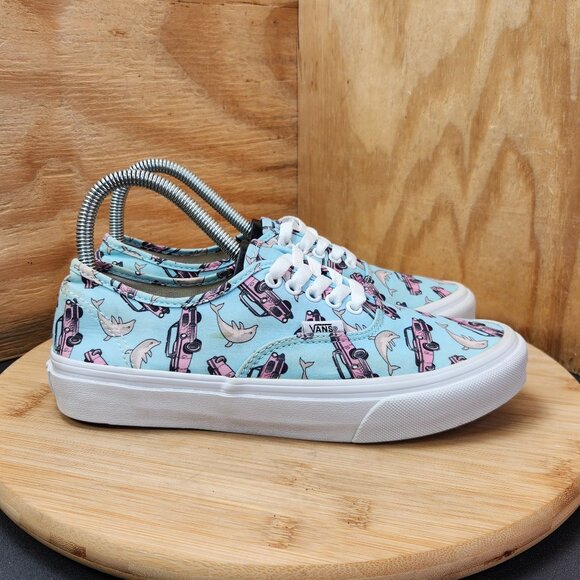 Vans Shoes - Vans Authentic Womens Dolphins and Cars Casual Canvas Sneakers Size 7